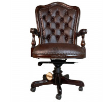  Кабинетное кресло, обивка- натуральная коричневая кожа 