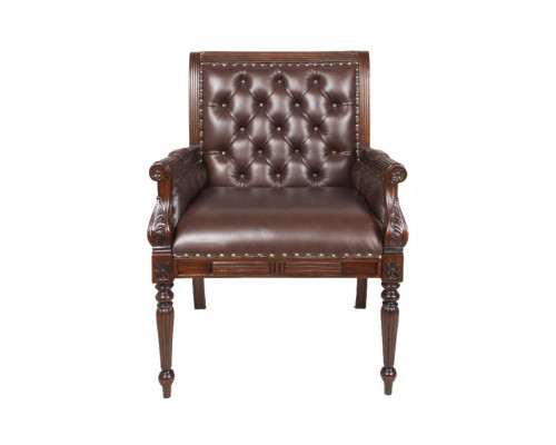  кожаное кресло темно-коричневое