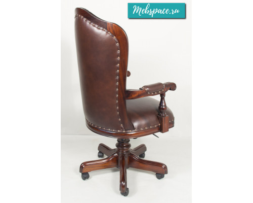  Кабинетное кресло, обивка - натуральная коричневая кожа 
