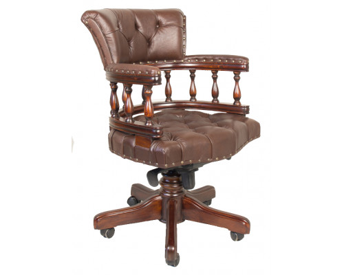 Кресло для кабинета, обивка - натуральная коричневая кожа 