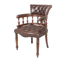  Кабинетное полу кресло, обивка- натуральная коричневая кожа 