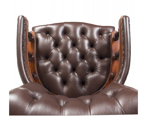  Кабинетное полу кресло, обивка - натуральная коричневая кожа 