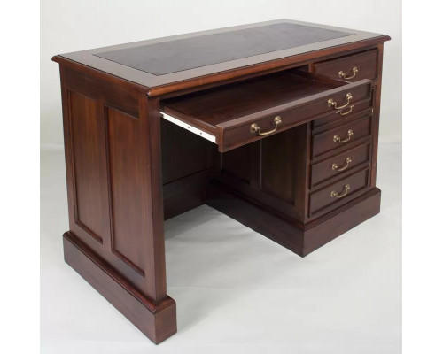 Письменный стол с коричневой кожей и отделением для системного блока