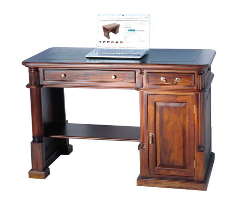  Компьютерный стол, с столешницей из натуральной кожи коричневого цвета