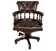 Кресло для кабинета, обивка- натуральная коричневая кожа 