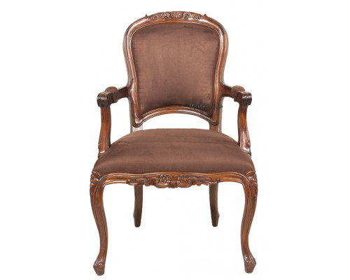 Кресло, обитое тканью темно-коричневого цвета
