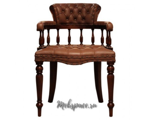 Кресло "Мэйджор" с коричневой кожей на ножках