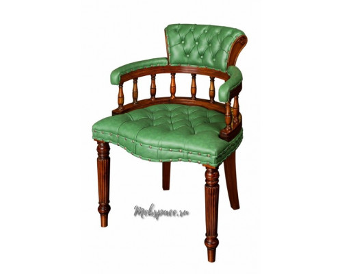 Кресло "Мэйджор" с зеленой кожей на ножках