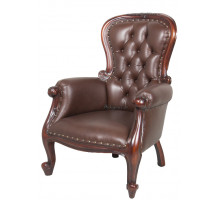  Кресло, обитое натуральной кожей темно-коричневого