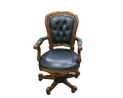 Кресло руководителя "Блэр" с зеленой кожей