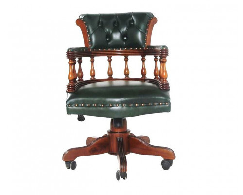 Кресло руководителя "Мейджор" с зеленой кожей