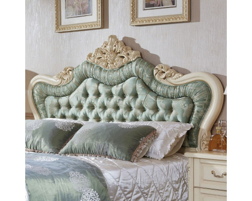 Кровать Милано  двуспальная с кристаллами с бирюзовым изголовьем